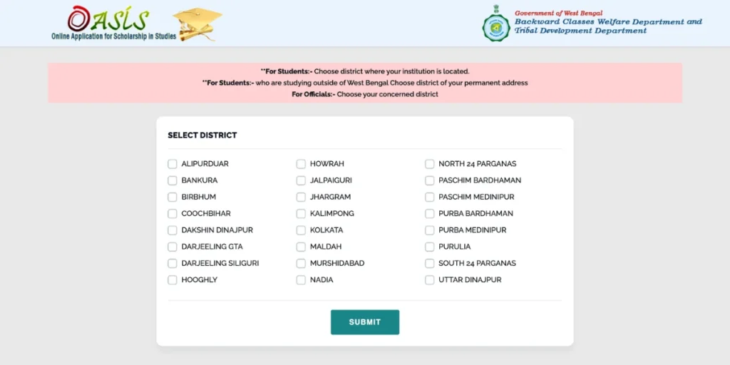 Select the appropriate district